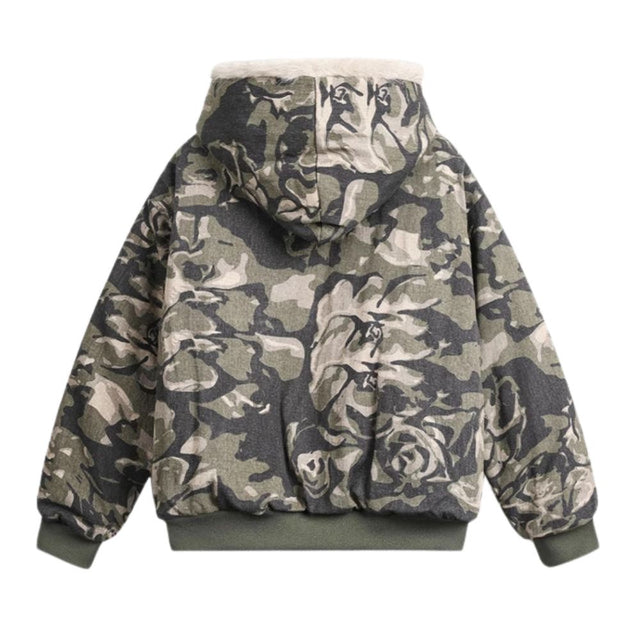 Camouflage Fur Collar Padded Jacket