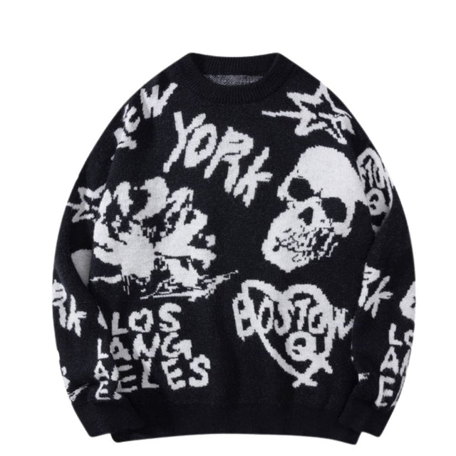 Vintage Skull Jacquard Sweater