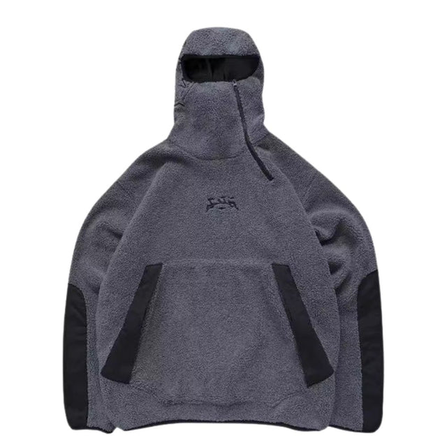 High Neck Fleece Pullover Hoodie