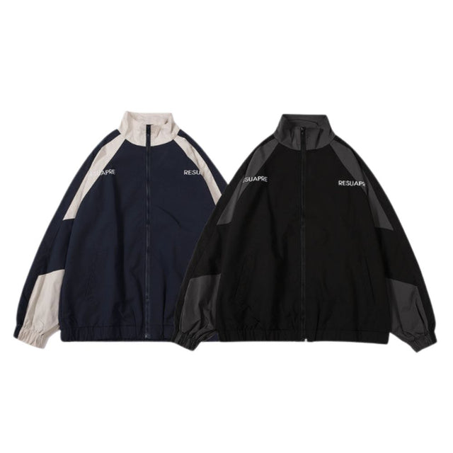 Stand Collar Colorblock Jacket