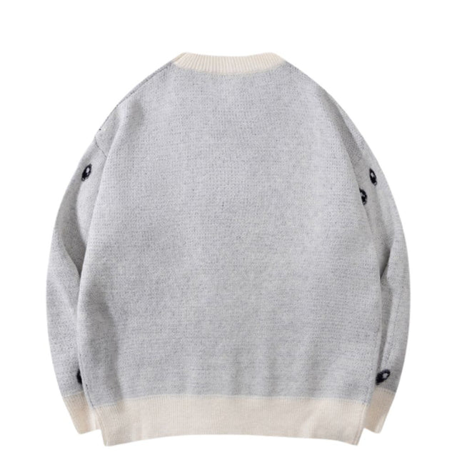 Dark Gothic Skull Jacquard Knit Sweater