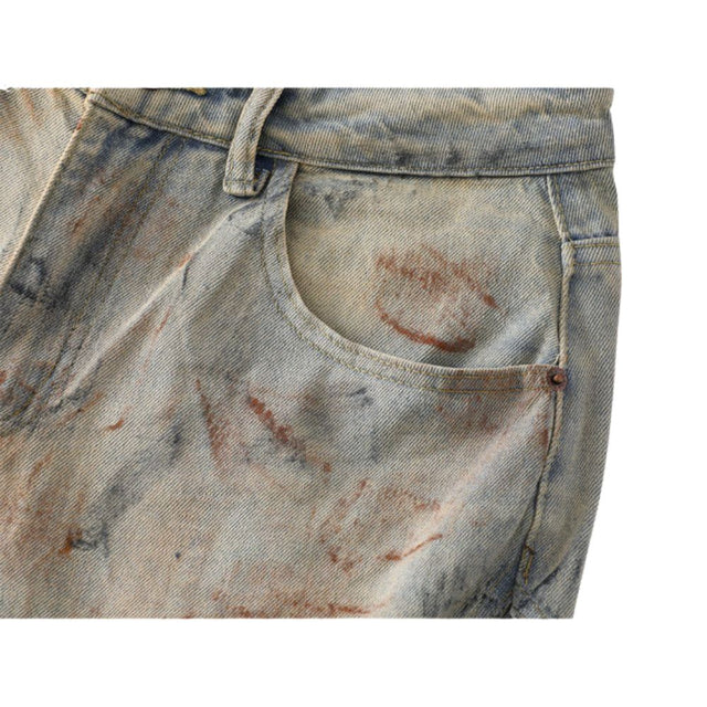 Retro Tie-Dye Baggy Denim Trousers