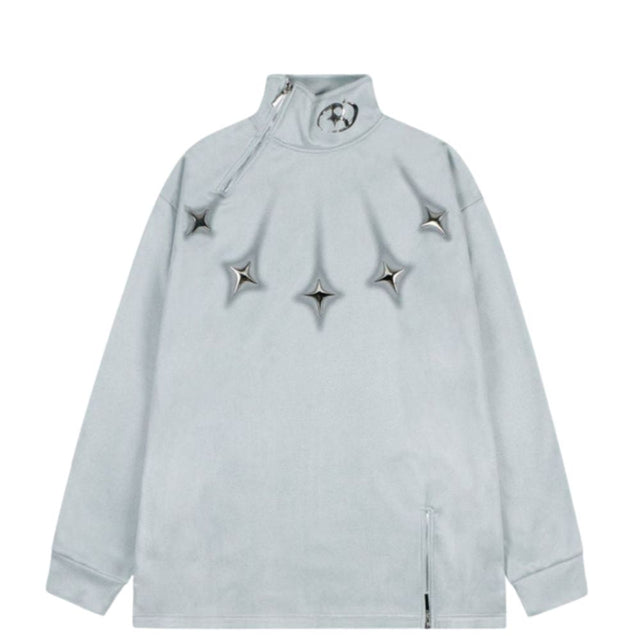 Sweatshirt mit hohem Kragen und Reißverschlussverzierung