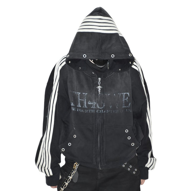 Distressed Zip-Up Hoodie