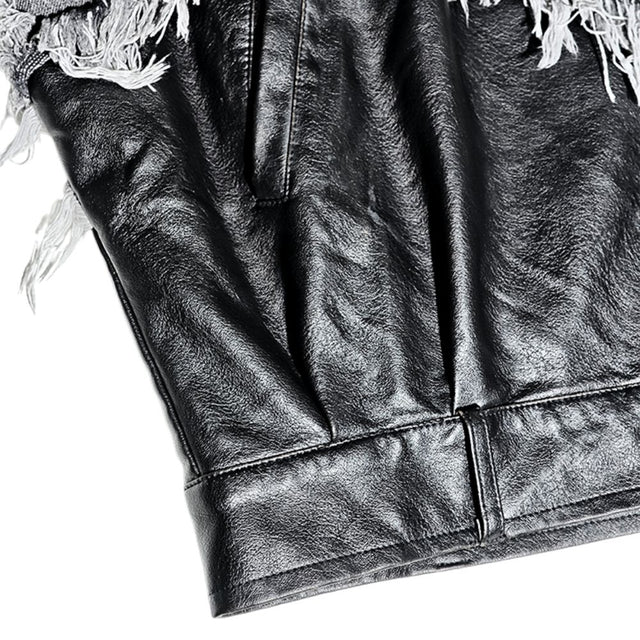 Deconstructed Layered Distressed Leather Jacket