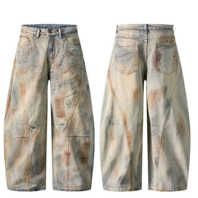 Retro Tie-Dye Baggy Denim Trousers