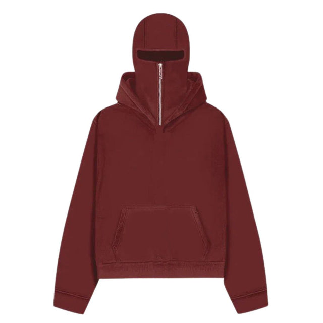 Double Hood Full Face Half-Zip Hoodie