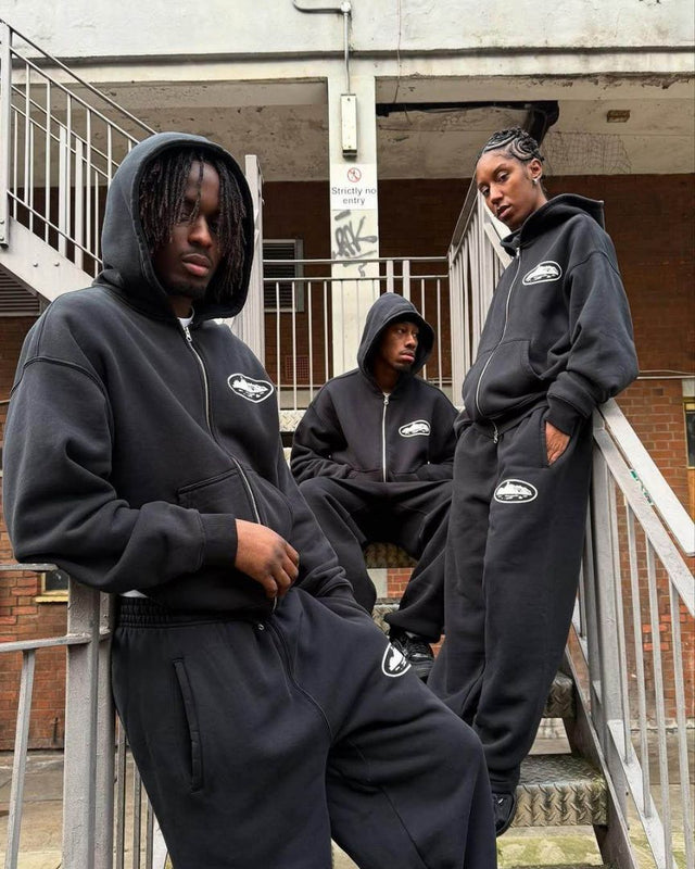 Hip-Hop Puff Print Hooded Tracksuit