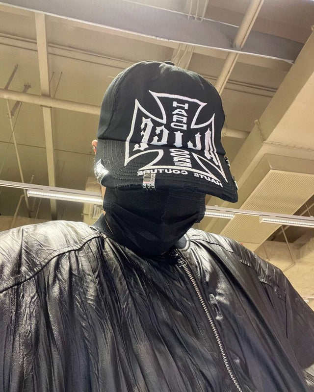 Embroidered Cross Logo Distressed Baseball Cap