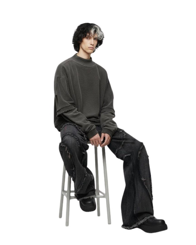 Patchwork Distressed Sweatshirt