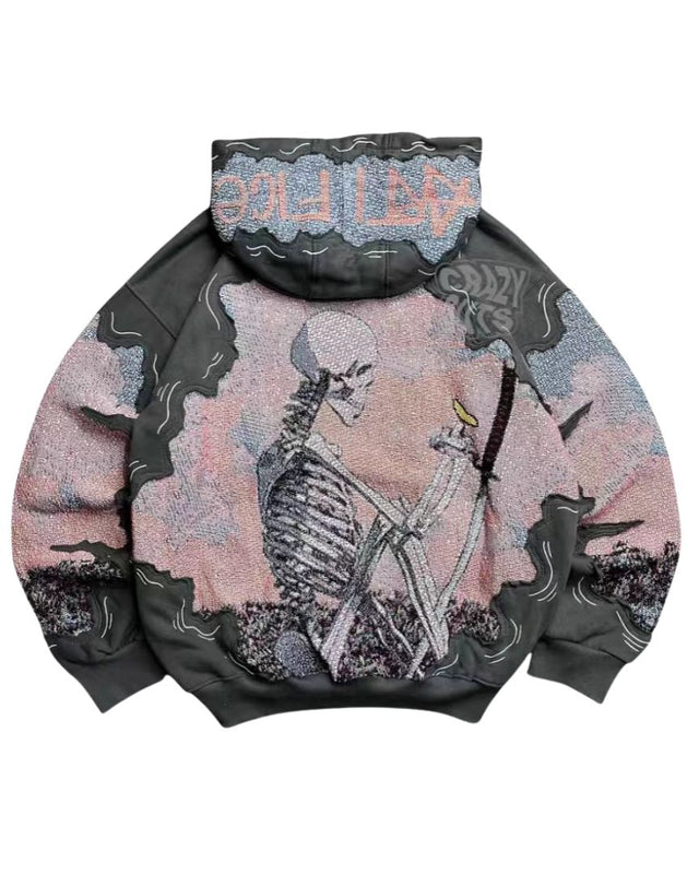 Skull Graphic Split Hoodie