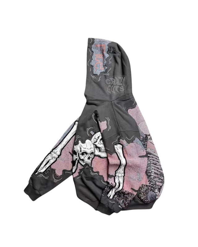 Skull Graphic Split Hoodie