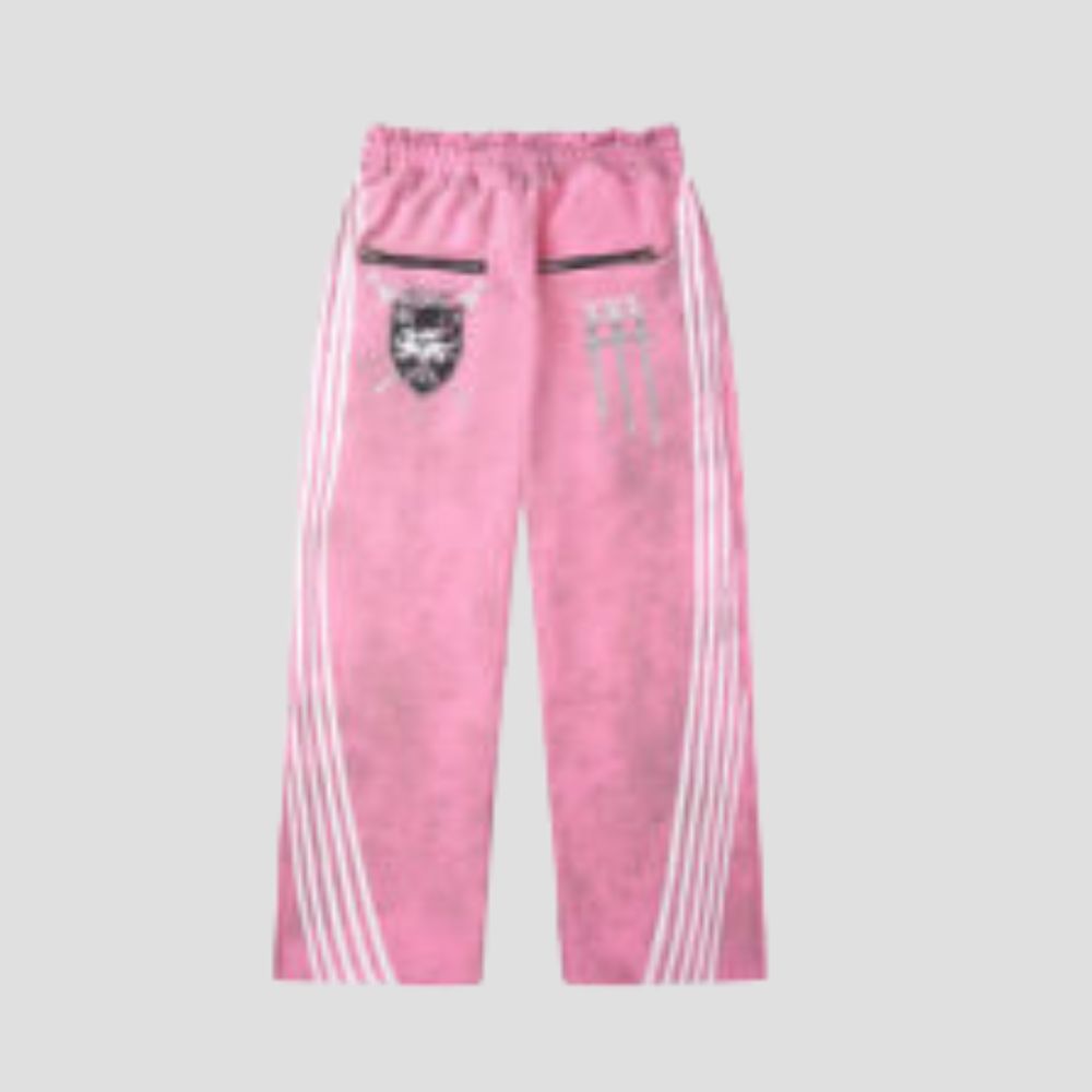 Vintage Design Three-Stripe Print Hoodie Set