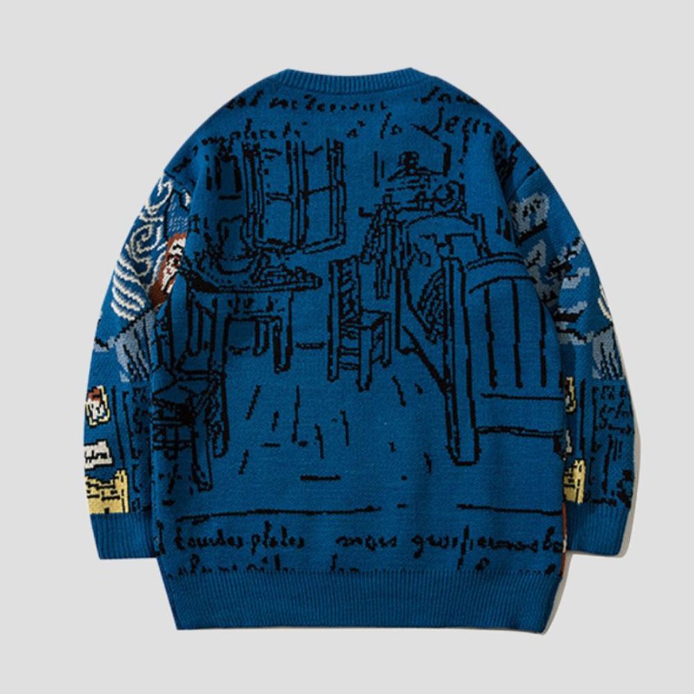 All-over Graffiti Loose Sweater