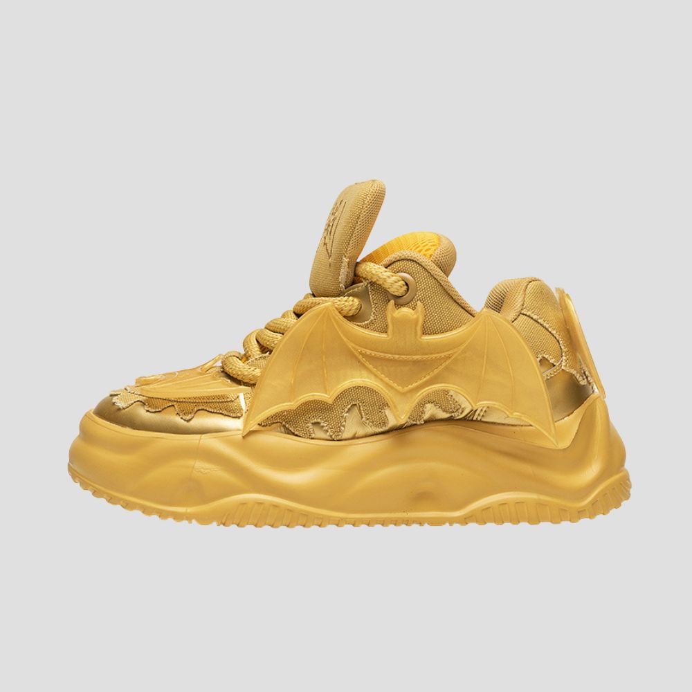 Microfiber leather sneakers with glowing bat accents