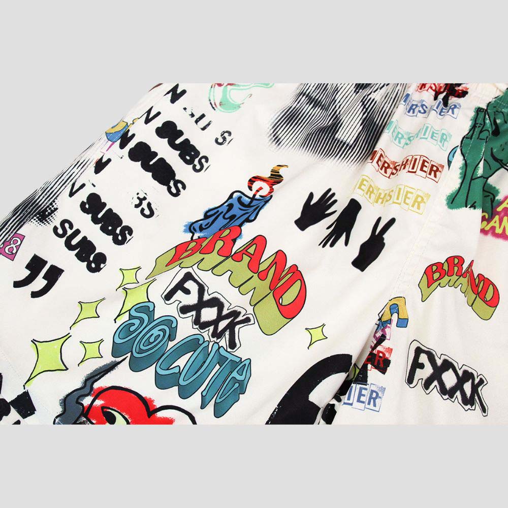 Vintage casual pants featuring graffiti camouflage