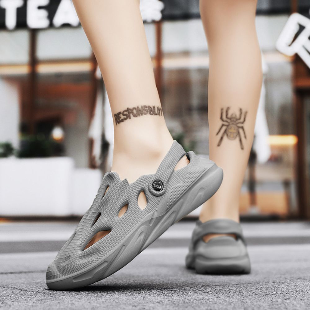 Side view of Coconut Beach Clogs highlighting the non-slip sole.