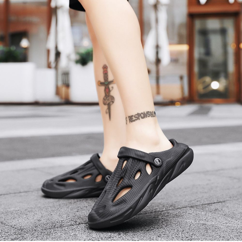 Side view of Coconut Beach Clogs highlighting the non-slip sole.