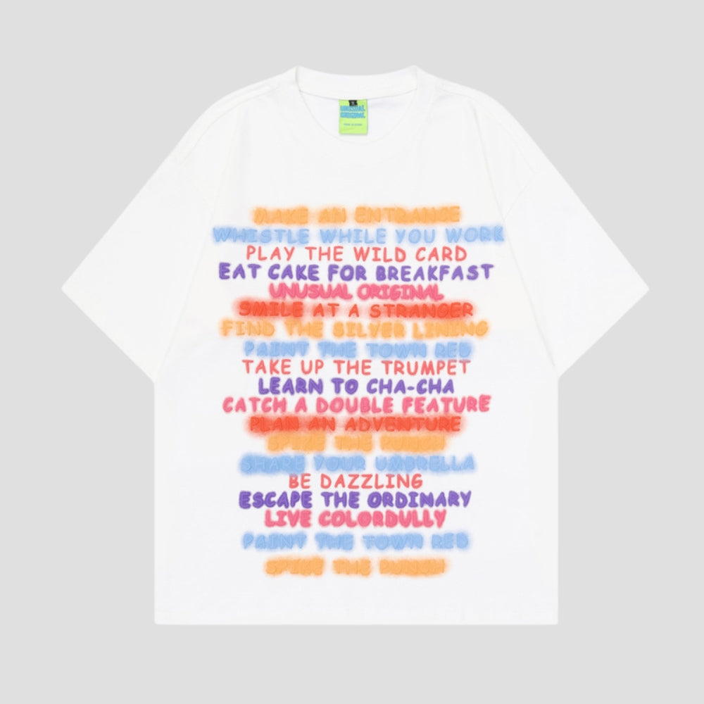 Colored Letter Graffiti Cotton Tee
