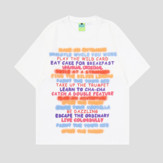 Colored Letter Graffiti Cotton Tee
