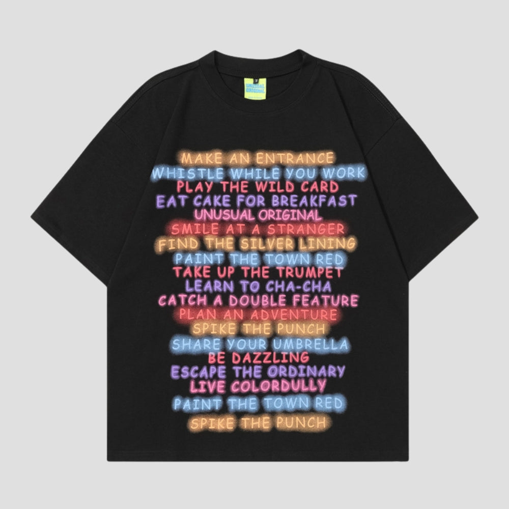 Colored Letter Graffiti Cotton Tee