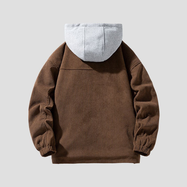 Close-Up View of the Soft Corduroy Fabric on the Cotton-Padded Jacket