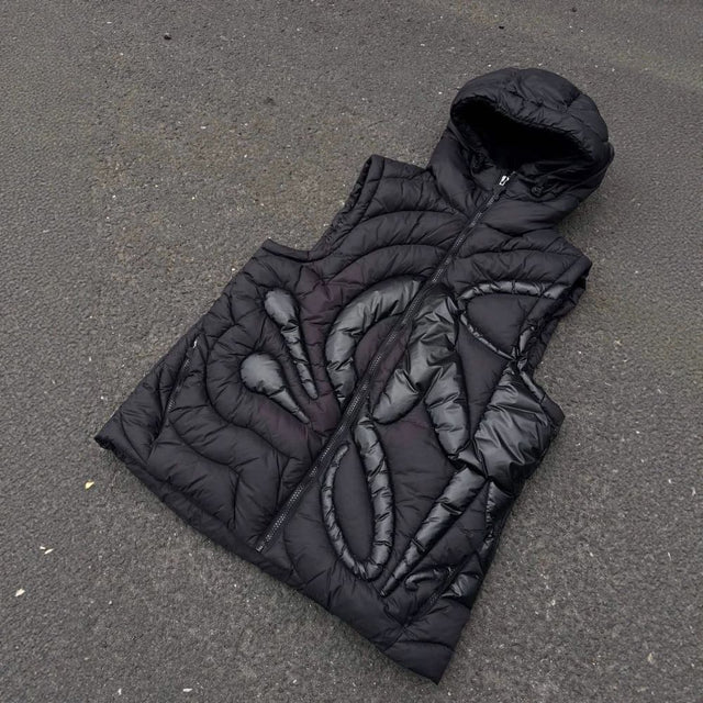 Dark Wave Quilted Hooded Vest