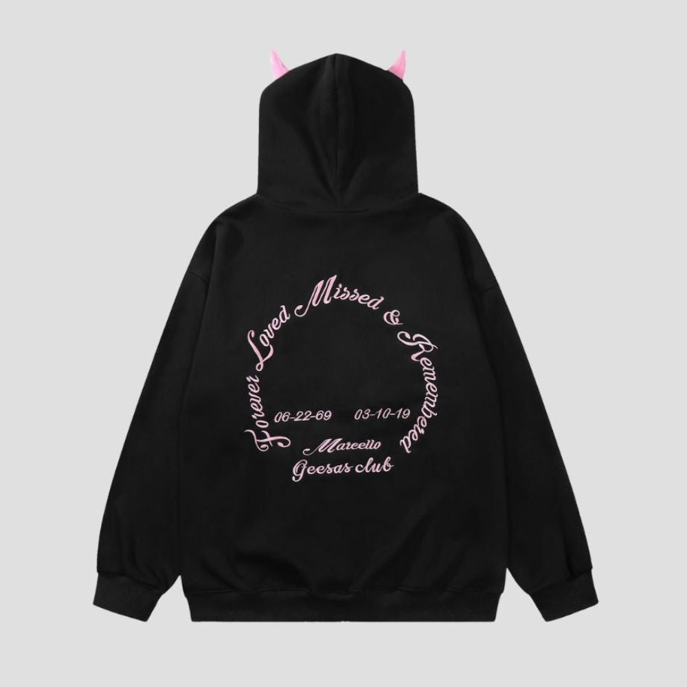 Gothic Horn Print Hoodie