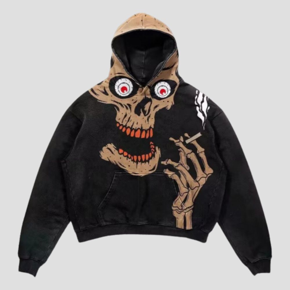 Smoking Skull Graphic Hoodie