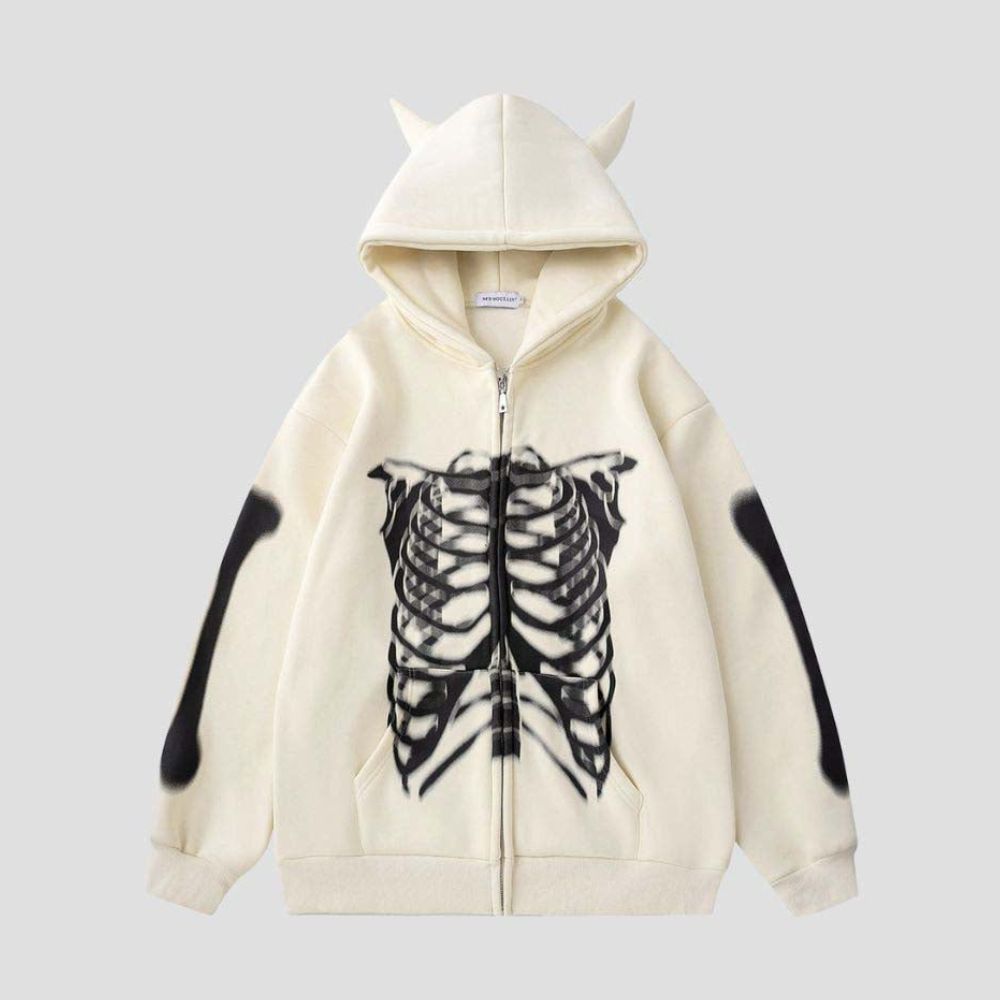 Hoodie with Horn Decorations