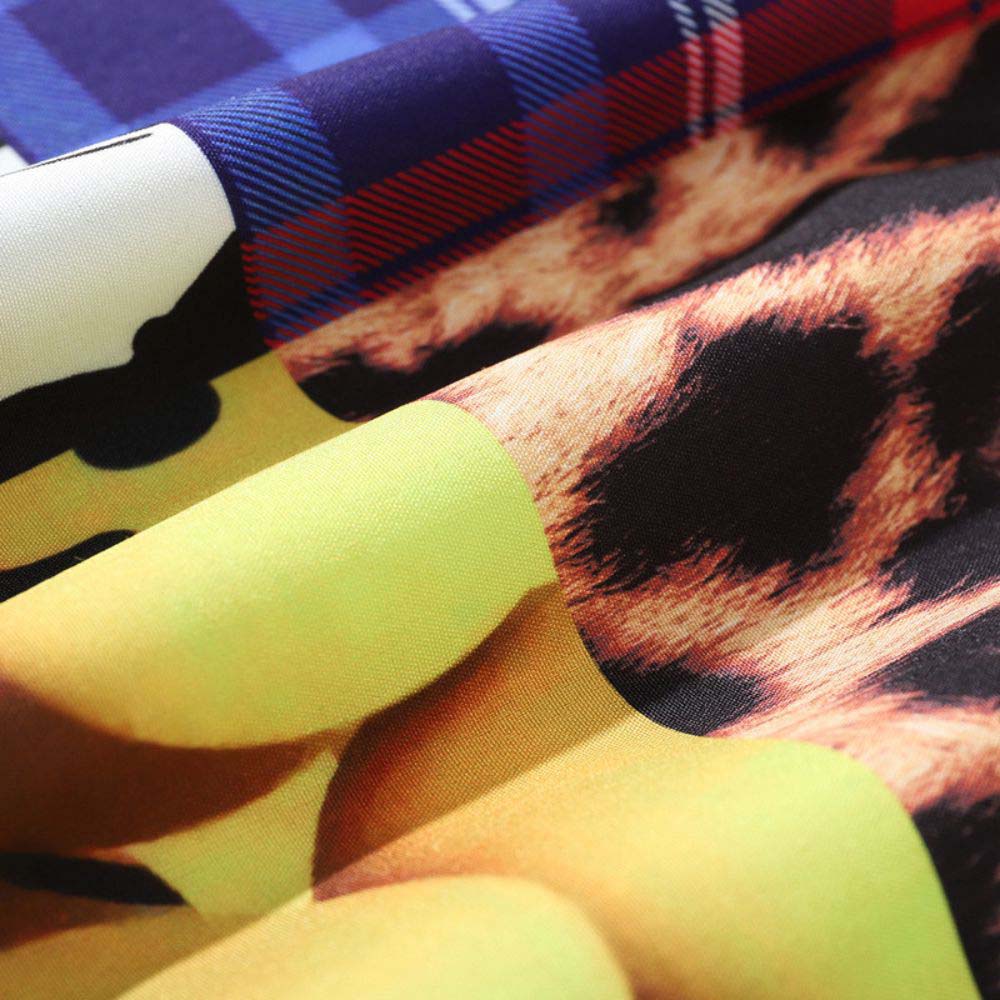 Breathable Hawaiian shirt with a color block design and cooling leopard print.