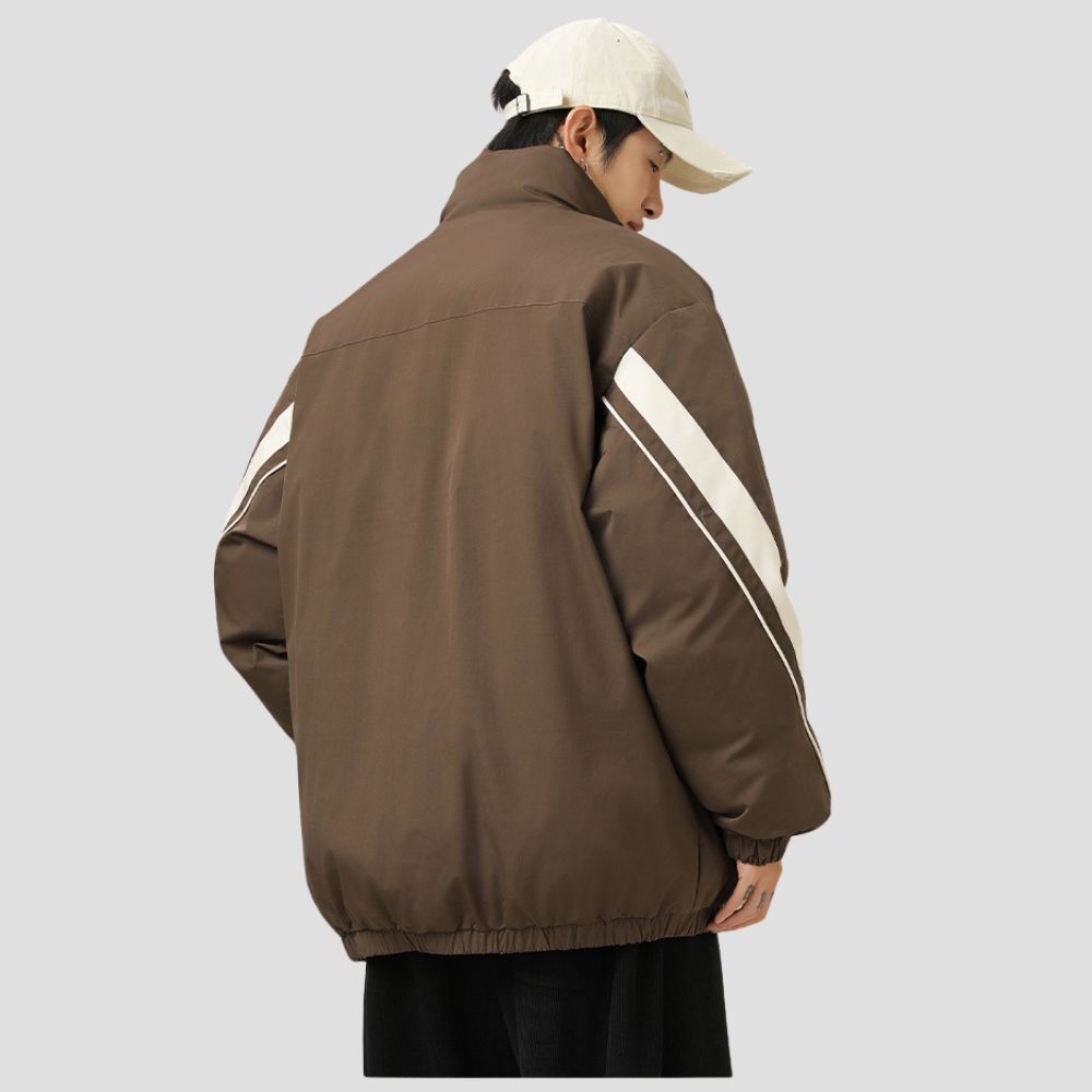 Back view of reversed side of the Letter Print Reversible Cotton Jacket