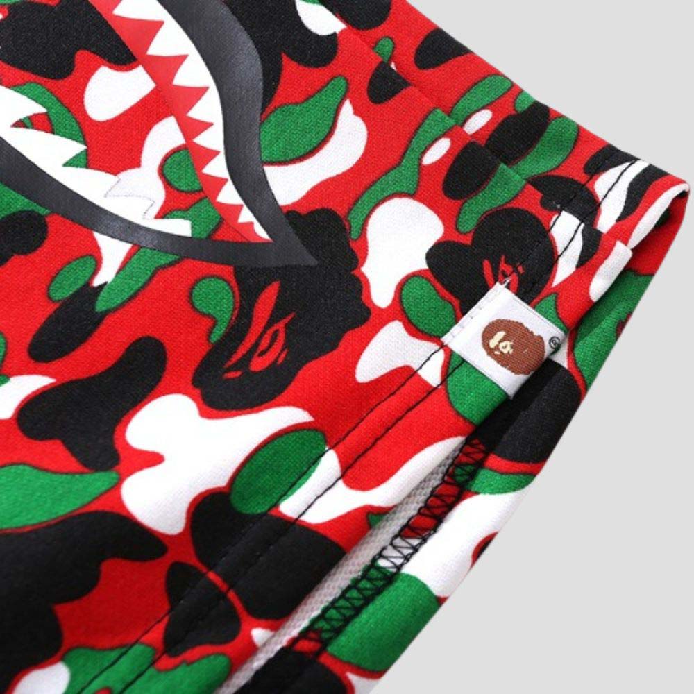 Street-style loose-fit shorts with shark camouflage pattern