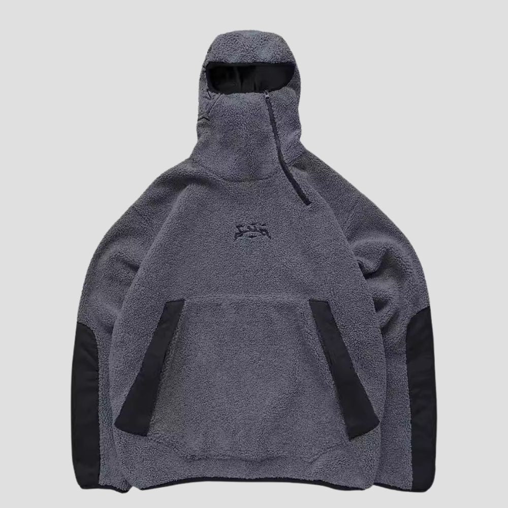 High Neck Fleece Pullover Hoodie