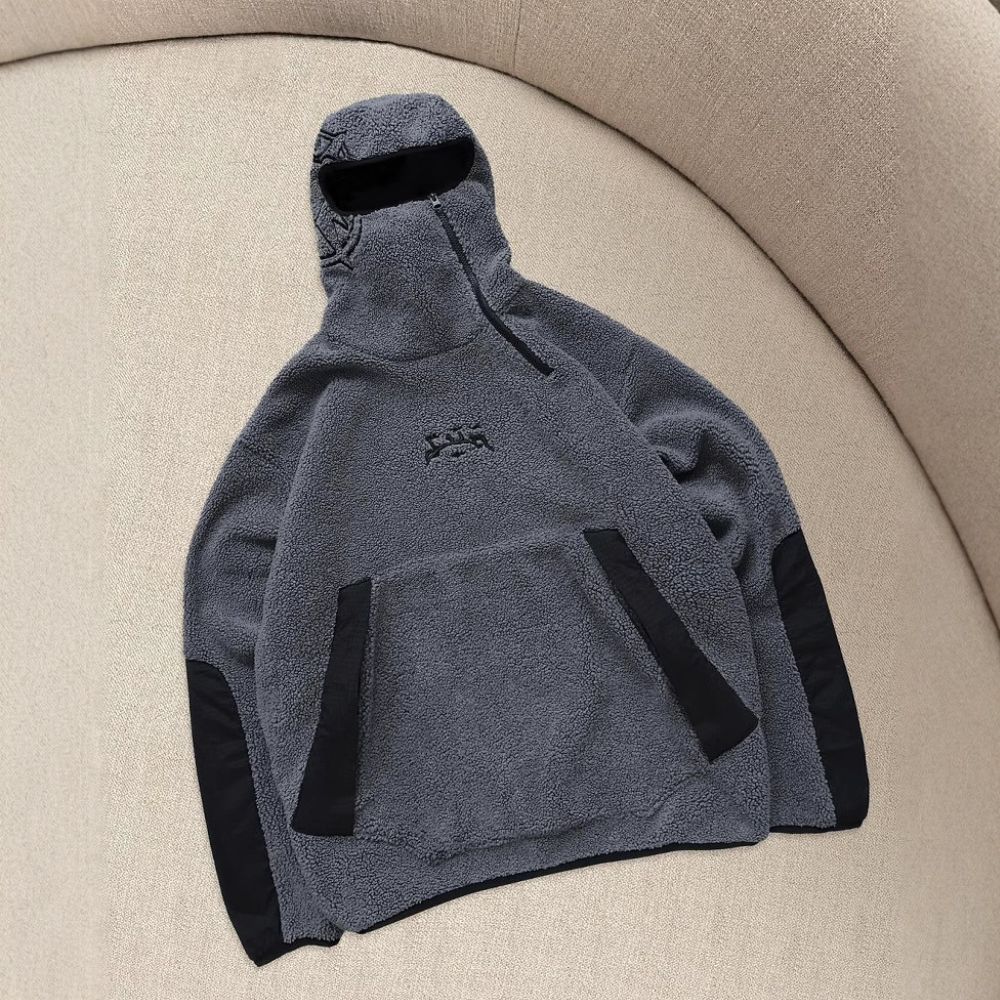 High Neck Fleece Pullover Hoodie