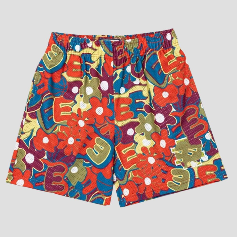 Comfortable athletic shorts with quick-dry fabric, color block details, and mesh design.