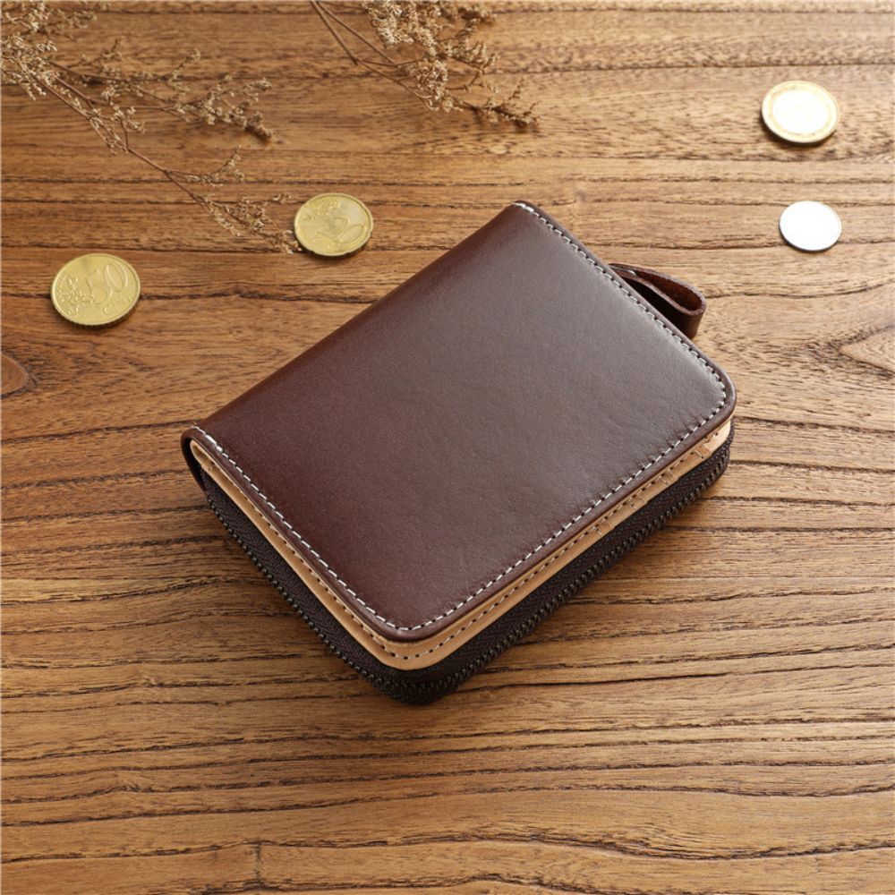 Retro Cowhide Zipper Wallet