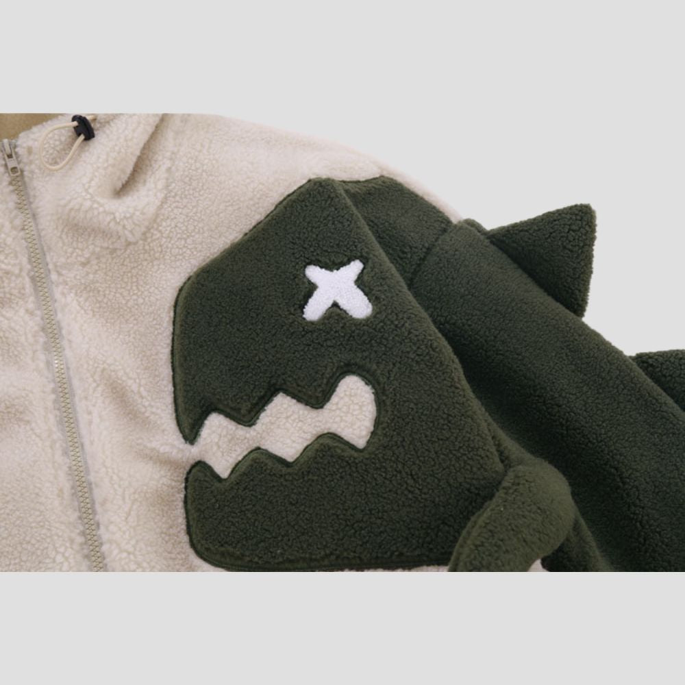 Durable dinosaur fleece jacket for men and women