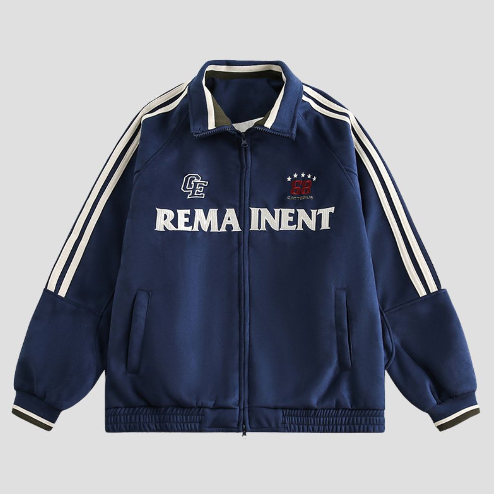 Stylish jacket featuring a stand collar and unique patterns