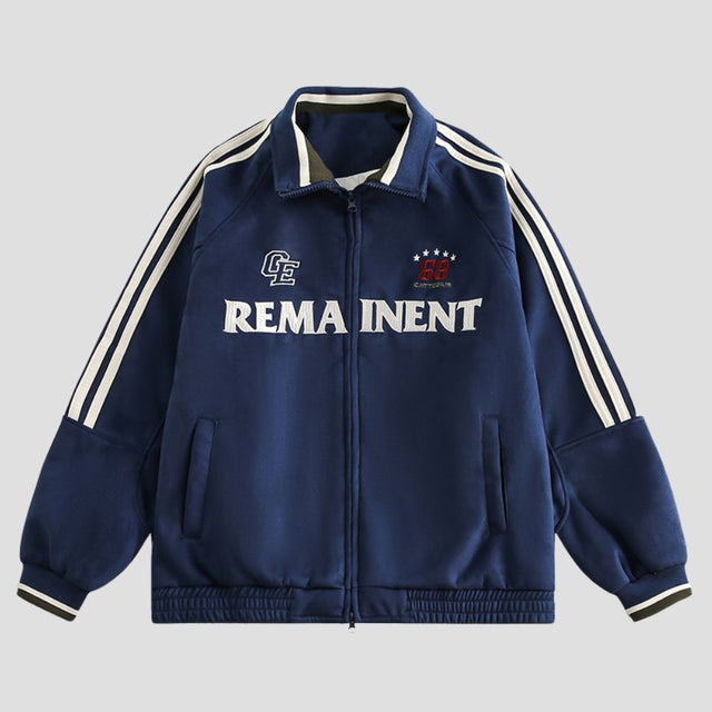 Stylish jacket featuring a stand collar and unique patterns