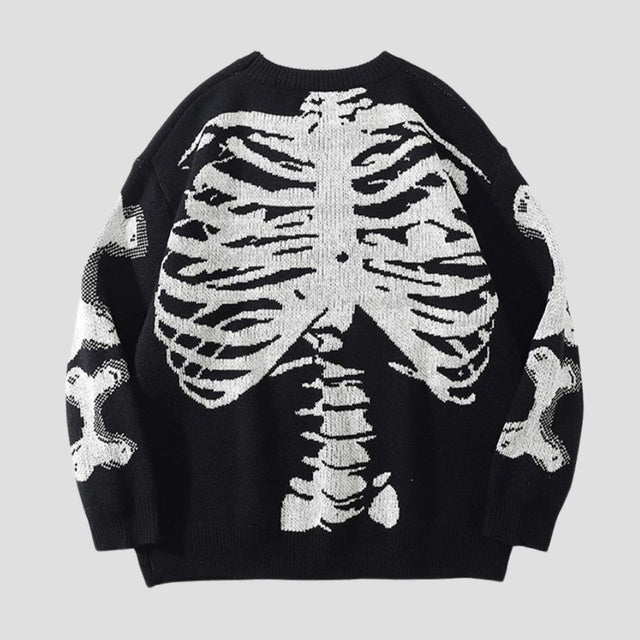Skull Crew Neck Long Sleeve Sweater