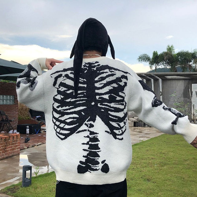 Skull Crew Neck Long Sleeve Sweater