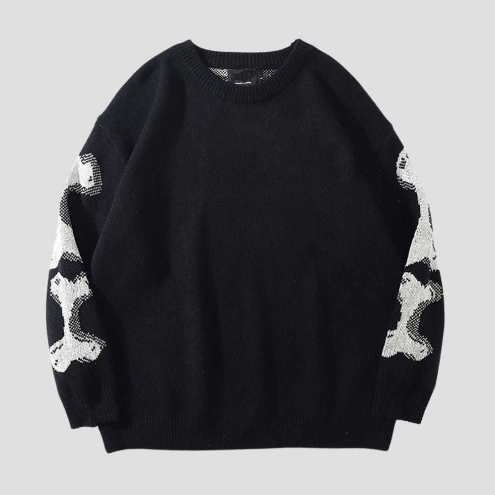 Skull Crew Neck Long Sleeve Sweater