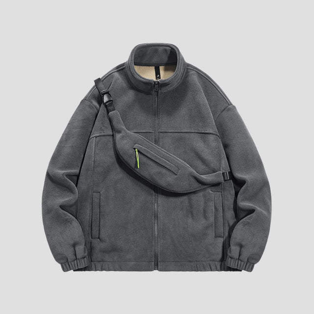 Front view of the Solid Color Stand Collar Jacket.