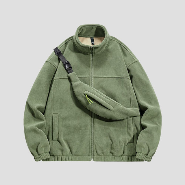 Front view of the Solid Color Stand Collar Jacket.