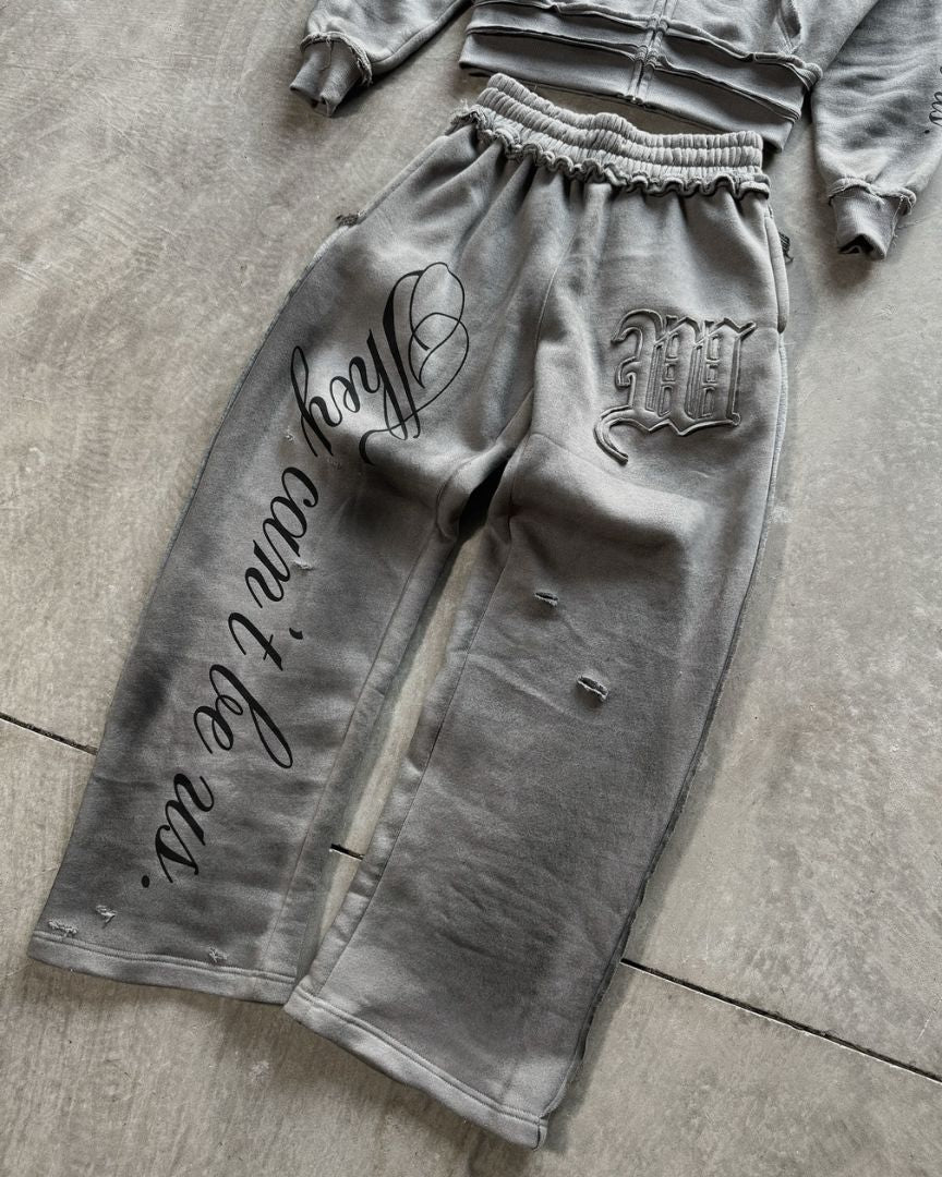 Street Style Zip-Up Hoodie Set