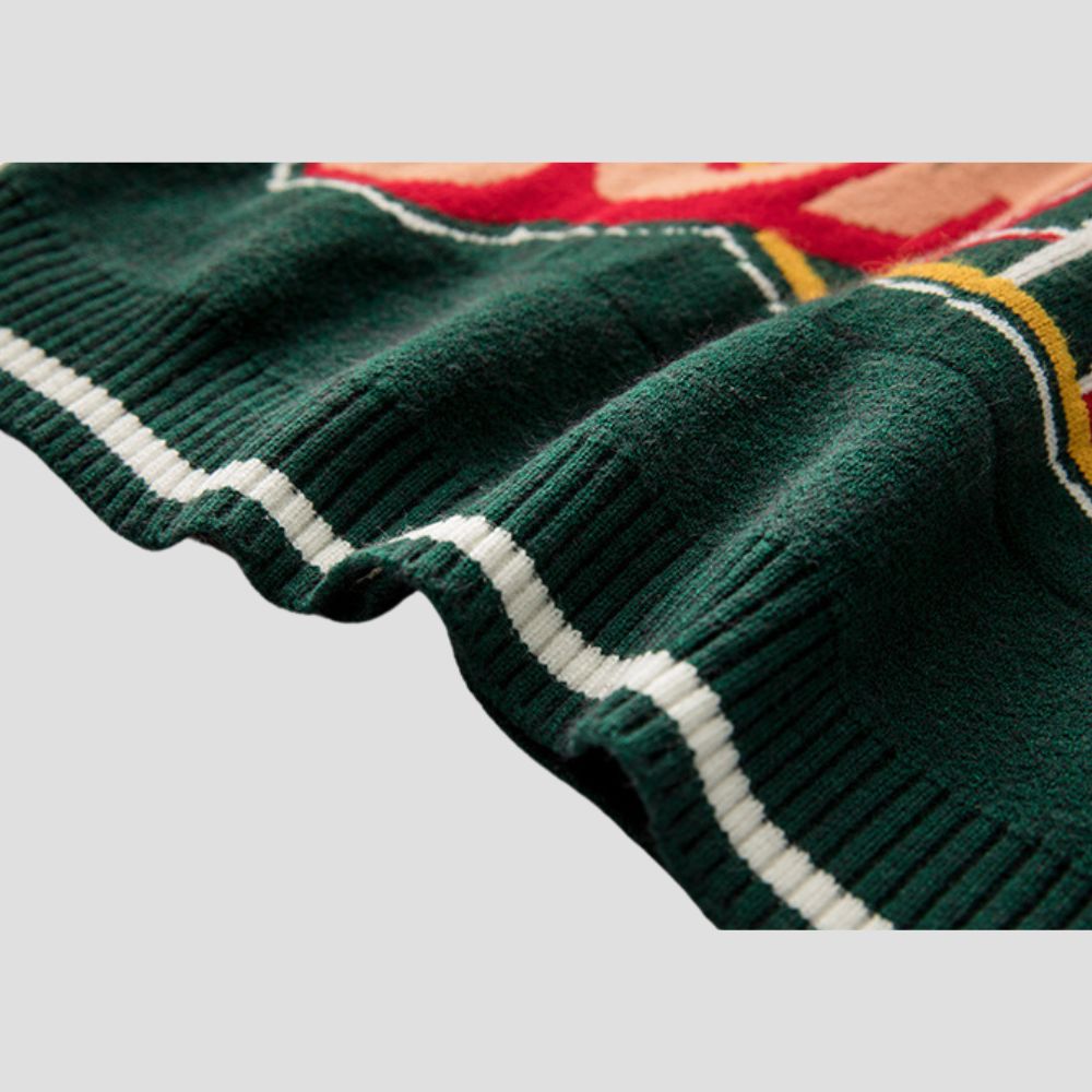 Trendy pullover sweater featuring artistic embroidery details