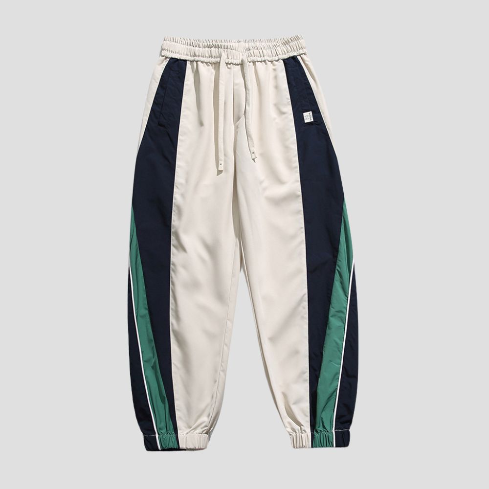 Breathable casual pants with color-blocked design