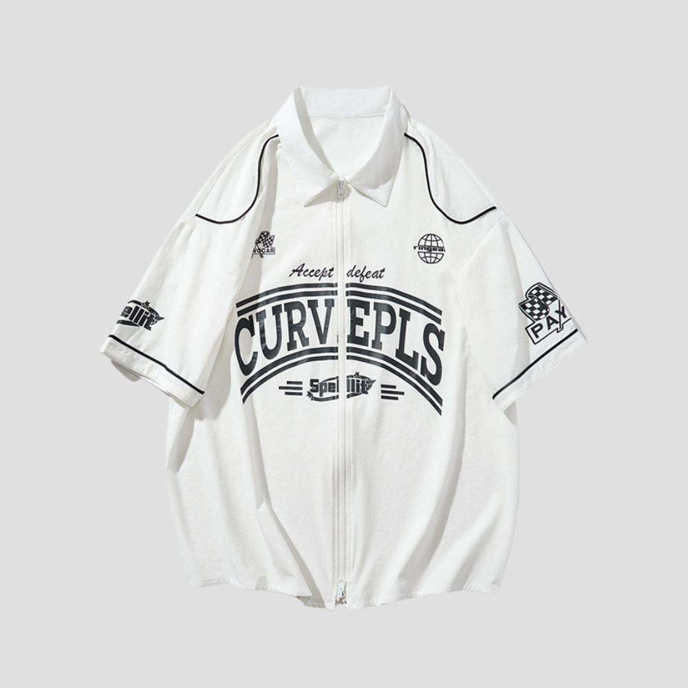 Retro zip-up shirt with soft, breathable fabric