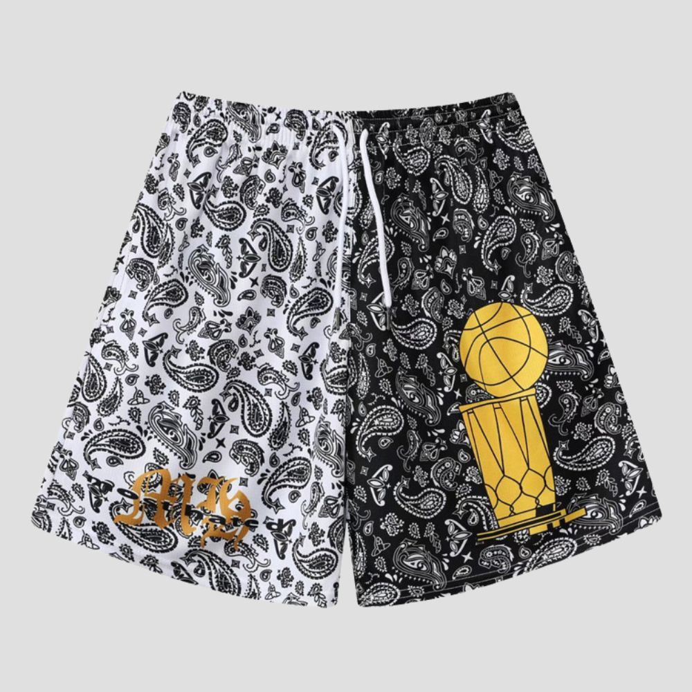 Athletic style shorts featuring street fashion elements and a loose fit.